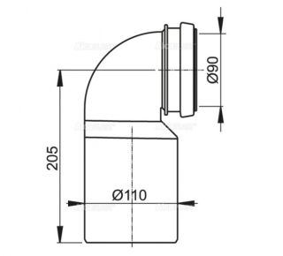 Колено стока AlcaPlast комплект 90/110 M906